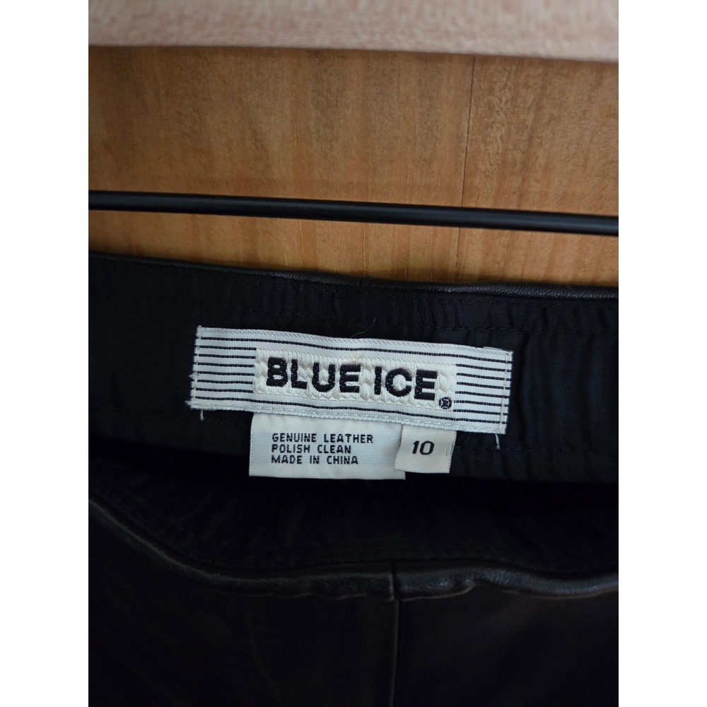 BLUE ICE Genuine Leather Pants Black Size 10 Straight Leg Zipper Fly